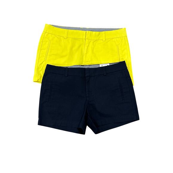 Stylus Cotton Shorts Lot of 2 Navy Blue Yellow Flat Front Size 6 Casual Colorful - Picture 1 of 11